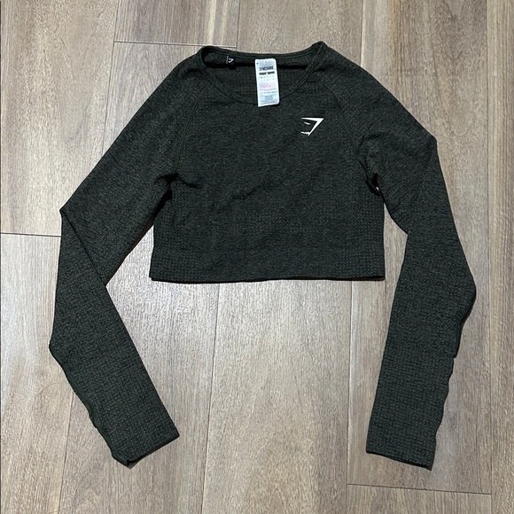 Gymshark Tops - Gymshark Vital Seamless 2.0 Long Sleeve Crop Top Dark Green